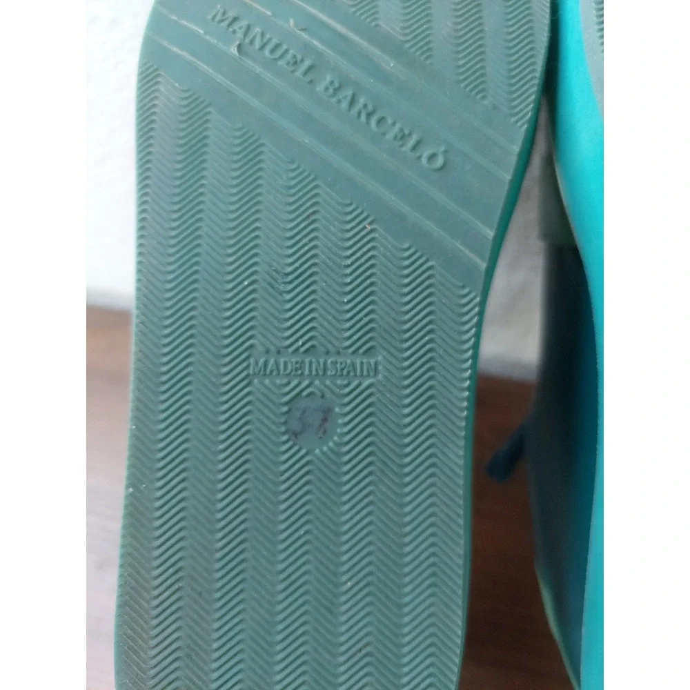 Manuel Barcelo Teal Leather Platform Sneakers Square Toe Made in Spain Size‎ 37